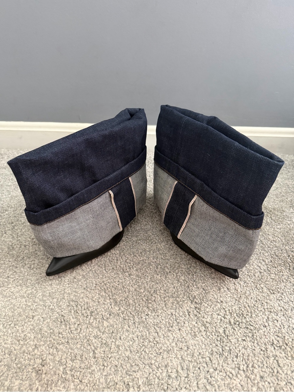 LOEWE Denim Cuff Pointed Toe Booties — Size 37
